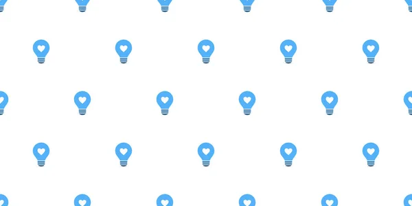 Lots Simple Minimalist Blue Glowing Light Bulbs Heart Pattern Background — Vetor de Stock