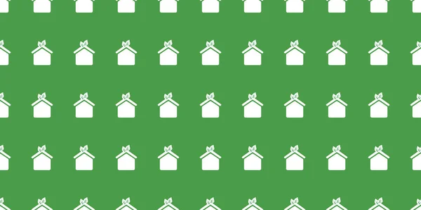 Rows Green Eco Home Icons Lots Building Shapes Seamless Houses — Wektor stockowy