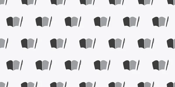 Many Rows Black White Notebooks Pens Texture Grey Background Vector — Vector de stock