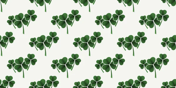 Abstract Seamless White Green Shamrocks Pattern Saint Patrick Day Card — Vettoriale Stock