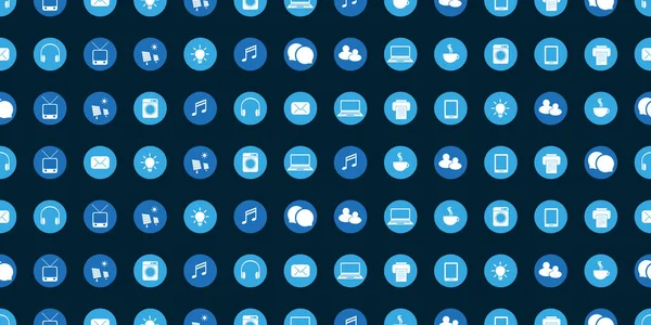 Lots Simple Blue Retro Style Technology Icons Pattern Dark Blue — Stockvector