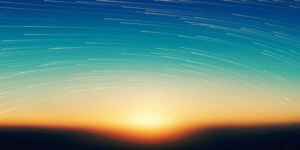 Colorful Curving Flow Energy Lines Blurred Stars Moving Particles Sun — стоковий вектор