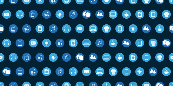 Lots Simple Blue Retro Style Technology Icons Pattern Dark Blue — Image vectorielle