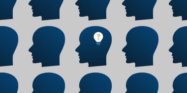 Yeni Olasılıklar, Fikirler? Bir sürü Mavi İnsan Başı desenli Kusursuz Arkaplan - 