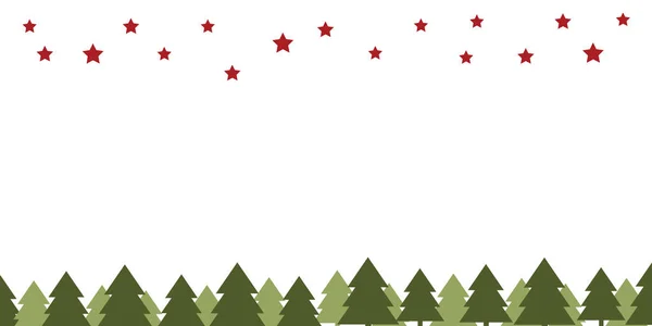 Weihnachten Hintergrund Banner Design Mit Roten Sternen Und Grünen Kiefern — Stockvektor