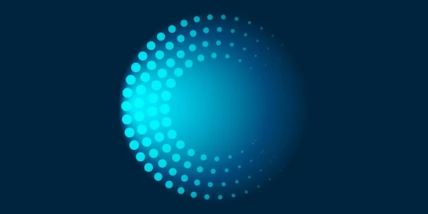 アブストラクトダーク幾何学的背景デザインと青い斑点のある同心円状のハーフサークルパターンとあなたのテキストのためのスペース 編集可能なベクトル形式のテンプレート — ストックベクタ