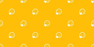 Sarı ve Beyaz Basit Minimalist Gülümseyen ve Kırpan Yüzlerin Kusursuz Şablonu - Vektör Tasarımı