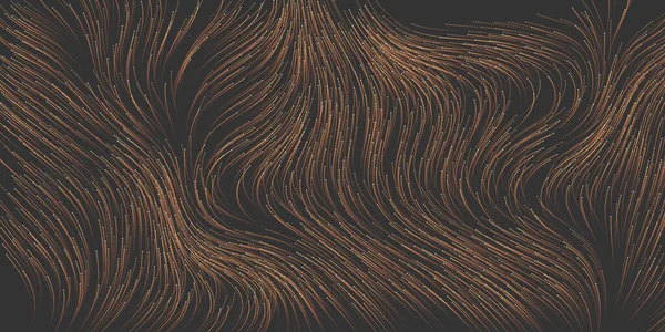 Dark Brown Moving Flowing Stream Particles Curving Wavy Lines Digitally — Archivo Imágenes Vectoriales