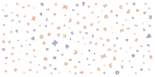 Divers Motifs Lettres Aléatoires Colorés Placés Aléatoirement Dimensionnés Texture Arrière — Image vectorielle