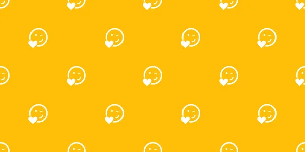 Yellow White Simple Minimalist Seamless Pattern Smiling Winking Faces Heart — Διανυσματικό Αρχείο