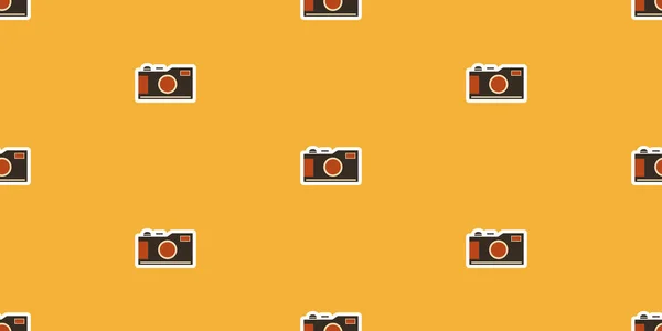 Set Many Small Vintage Cameras Pattern Amber Background Wallpaper Wrapper — стоковий вектор