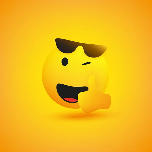 Emoji Sonriente Guiño Con Gafas Sol Parte Superior Cabeza Mostrando — Archivo Imágenes Vectoriales