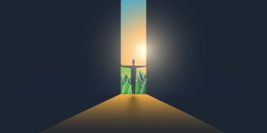 Hadi Dışarı Çıkalım - Karanlık Oda, Karanlık Duvarlar ve Perdeler Arasından Gelen Işık - Yeni Olasılıklar, Umut, Aşma Sorunları, Çözüm Bulma Kavramı, Arkaplan ya da Tasarım Şablonu