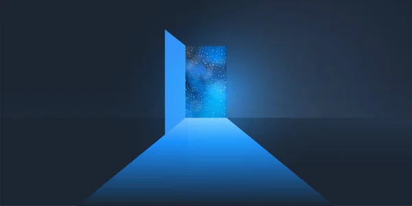 Gate Infinity Let Space Dark Room Light Coming Open Door — Vetor de Stock