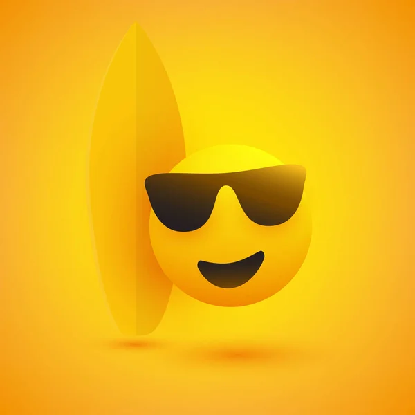 Sorridente Emoji Semplice Felice Allegro Surfista Maschile Emoticon Indossare Occhiali — Vettoriale Stock