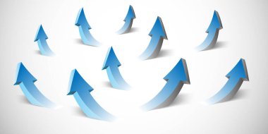 Mavi Büyük Kalın Oklar 3D Oklar Arkaplan - Vektör Tasarım Şablonu