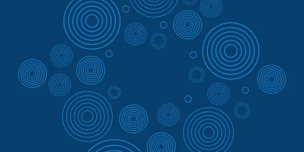 Abstract Dark Blue Minimal Geometric Pattern Background Dashed Concentric Circles — ストックベクタ