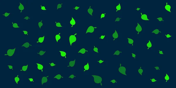 Muster Von Vielen Grünen Blättern Unterschiedlicher Ausrichtung Grüntönen Auf Dunklem — Stockvektor