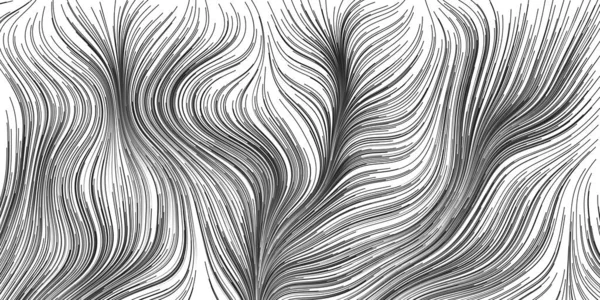 Movimiento Blanco Negro Flujo Partículas Curvas Líneas Onduladas Diseño Fondo — Archivo Imágenes Vectoriales