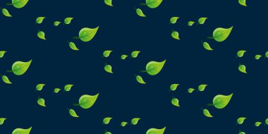 Koyu Arkaplanda Çeşitli Boyut ve Oryantasyon Yapraklarının Deseni - Düzenlenebilir Vektör Biçiminde Web için Tasarım, Doku, Duvar Kağıdı Şablonu