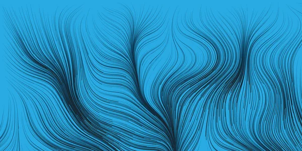 Schwarz Blaue Bewegung Fließender Teilchenstrom Krümmung Wellige Linien Digital Generierte — Stockvektor