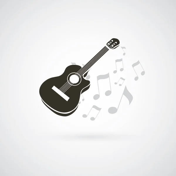 Гітара Музичні Нотатки Дизайн Концептуальна Ілюстрація Шаблон Вільно Редагованому Векторному — стоковий вектор