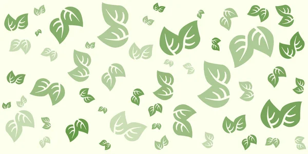 Pattern Leaves Different Sizes Orientation Colored Shades Green Background Seasonal — Wektor stockowy
