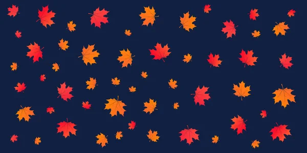 Retro Style Texture Many Colorful Fallen Maple Leaves Various Sizes — Stock Vector