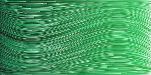 Spostamento Verde Bianco Flusso Fluente Particelle Curva Linee Ondulate Futuristica — Vettoriale Stock