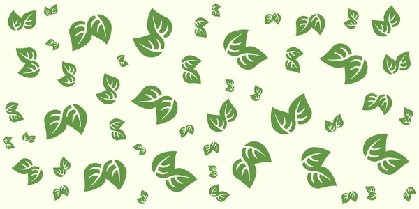 Vzor Listů Různých Velikostí Orientace Barevné Zeleném Pozadí Sezónní Tapeta — Stockový vektor