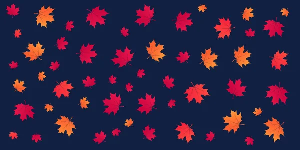 Retro Style Texture Many Colorful Fallen Maple Leaves Various Sizes — Stockový vektor