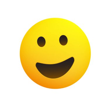 Gülümseyen Emoji - Açık Gözlü Basit Mutlu Duygu, Beyaz Arkaplanda İzole Gülen Yüz - Vektör Tasarımı