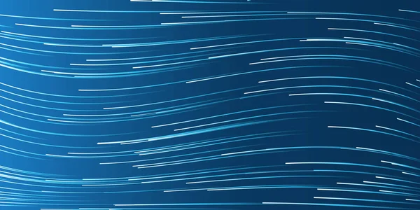 Dark Blue White Moving Flowing Stream Particles Curving Wavy Lines — Stock vektor