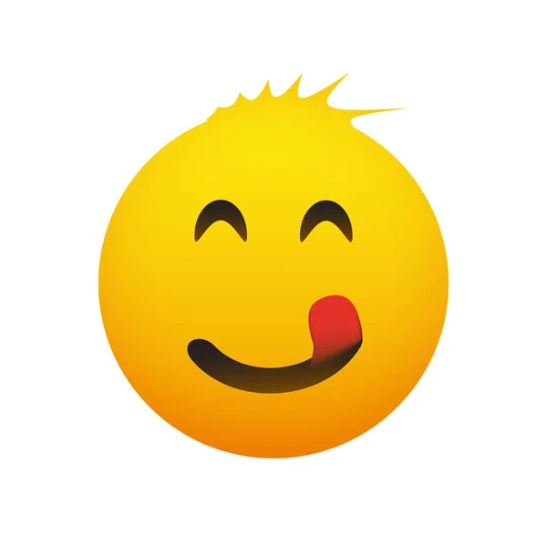 Mosolygós Emoji Száj Nyalogatás Ragadt Nyelv Egyszerű Fényes Boldog Emoticon — Stock Vector