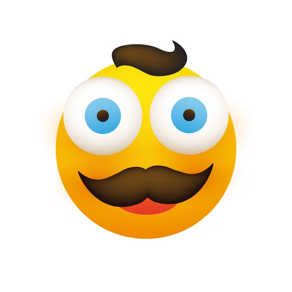 Sorpreso Maschio Emoji Emoticon Semplice Con Pop Out Occhi Capelli — Vettoriale Stock