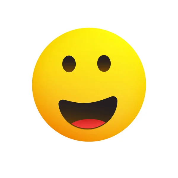 Mosolygós Emoji Egyszerű Boldog Emoticon Nyitott Szemmel Mosolygós Elszigetelt Fehér — Stock Vector