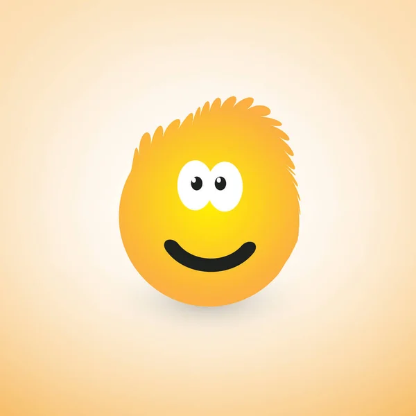Усмішка Емоджі Векторним Волоссям Проста Щаслива Посмішка Емотікон Жовтому Тлі — стоковий вектор