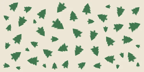 Christmas Background Banner Design Pattern Random Green Pine Trees Different — Stock Vector