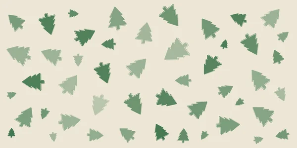 Christmas Background Banner Design Random Pine Trees Pattern Different Orientation — Stock Vector