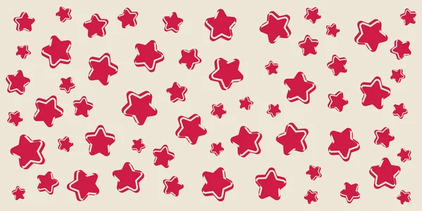 レトロなスタイルのクリスマスの背景 様々なサイズの多くの赤い星のパターンを持つバナーデザイン ベクトルテンプレートイラスト 休日のデザインのための星のデザイン — ストックベクタ