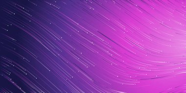 Curving, Flowing Energy Lines Destern in Glowing Purple Space, Starry Sky - Modern Style Futuristik Teknoloji, Bilim veya Astronomi Kavramı Arkaplan, Üretici Sanat, Yaratıcı Şablon, Vektör Tasarımı