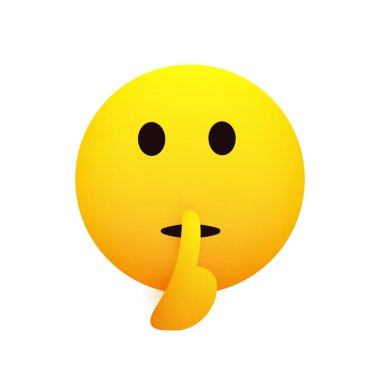 Ciddi Bakış Emoji Yüz Hareketleri, Uyarı Gösterme, Sessiz Kalın İşaret, Açık Gözlü Duygu - Beyaz Arkaplanda İzole Edilmiş - Vektör Tasarımı İllüstrasyonu