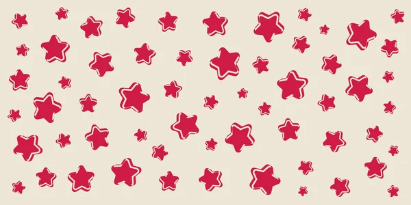 Retro Style Christmas Background Banner Design Pattern Many Red Stars — 스톡 벡터