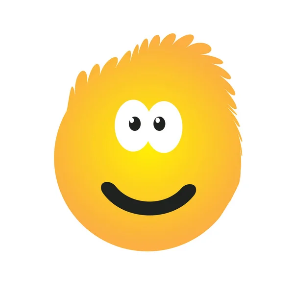 Усміхнений Дизайн Emoji Смішним Волоссям Простий Щасливий Смайлик Ізольований Білому — стоковий вектор