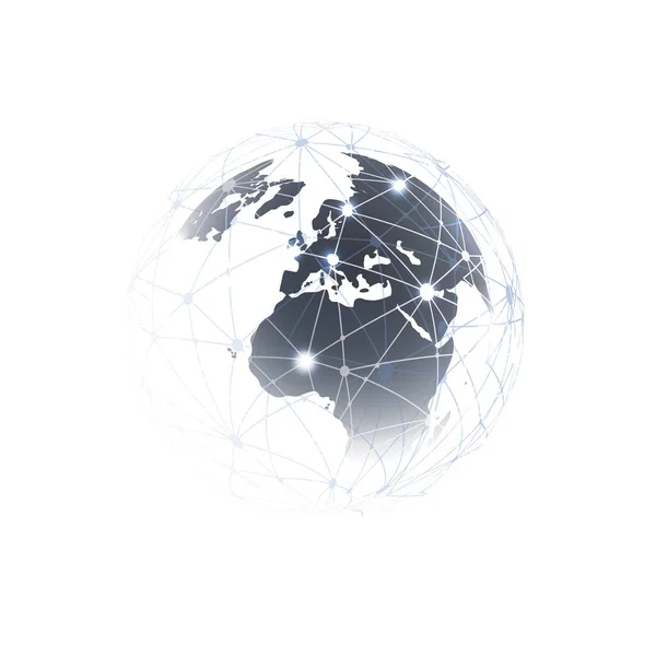 Black White Global Networks Concept Transparent Earth Globe Design Polygonal — Stock Vector
