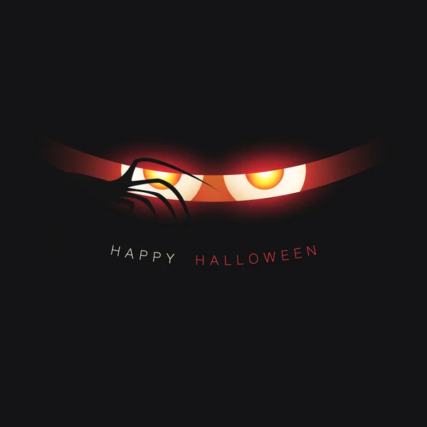 Happy Halloween Card Template Creghly Face Glowing Looking Red Evil — 스톡 벡터