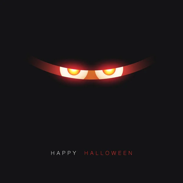 Happy Halloween Card Template Griezelig Monster Face Met Gloeiende Rode — Stockvector