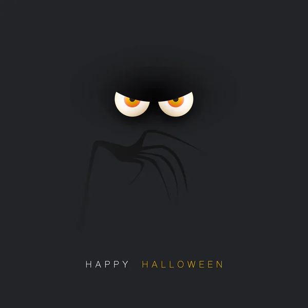 Happy Halloween Card Template Пугающее Страшное Жуткое Лицо Светящимися Глазами — стоковый вектор