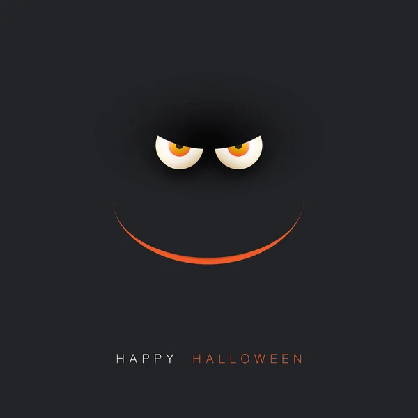 Happy Halloween Card Poster Template Creepy Face Gloving Eyes Smile — стоковый вектор
