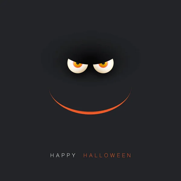 Happy Halloween Card Modello Poster Viso Raccapricciante Con Occhi Luminosi — Vettoriale Stock